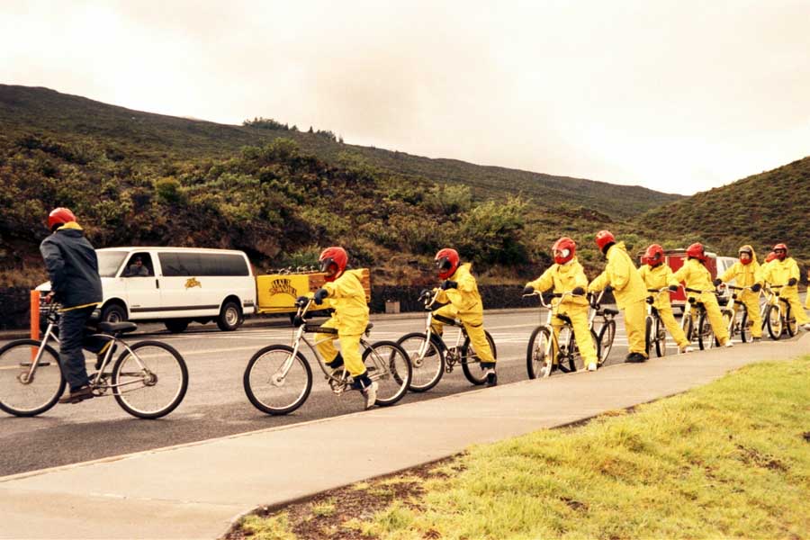 Gruppe von gersteten Downhillern