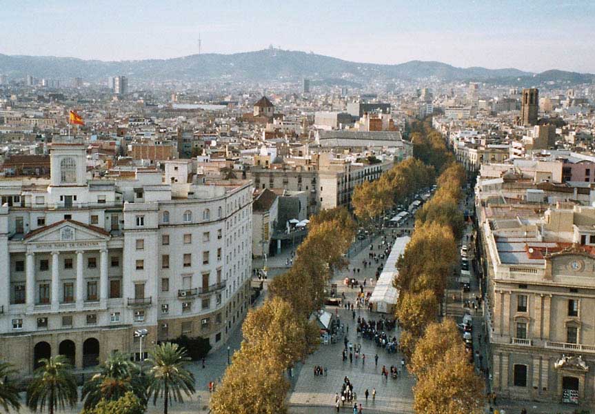 Ramblas von der Aussichtsplattform der Kolumbussule